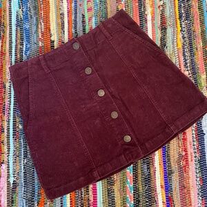 Forever 21 Maroon Corduroy Mini Skirt size medium